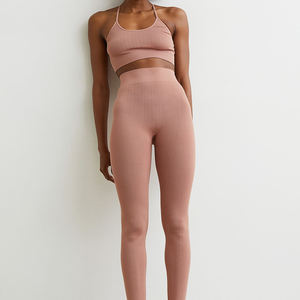 High Quality Custom Women's <b>Summer</b> Sport Style Gym Workout Seamless Knitted <b>Leggings</b> Wholesale Logo Waist <b>Leggings</b> - Product Image 1