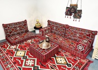 Ensemble de coussins de sol tissés turcs d'inspiration orientale pour une personne, motif géométrique brodé, garnissage en mousse densité 22, pour dormir, lavable en machine