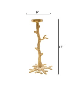 Bougeoir en métal doré en forme d'arbre pour le salon, la salle à manger et la table basse. - Product Image 6