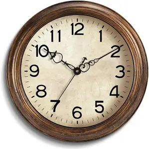 bulk supplier made of wood 14 Inch Wall Clocks Battery Operated Large Silent Non Ticking Wall Clock Vintage