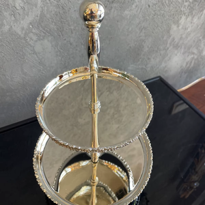 Présentoir à dessert de table à 2 niveaux, support à gâteau argenté, support à gâteau miroir, support de service de luxe, support pour le thé de l'après-midi - Product Image 5