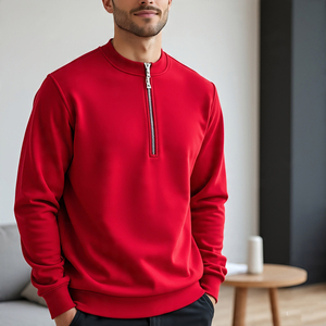 Oversize 1/3 cremallera zip up 100% algodón Streetwear bordado sudaderas con capucha chaqueta | Parche Zip Up serigrafía Sudadera con capucha Hombres - Product Image 1