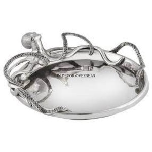 Pulpo diseñador de calidad superior Metal plata acabado brillante pulido MESA CENTRO DE MESA decoración y bandeja para servir de la India - Product Image 5
