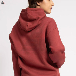 Sudadera con capucha de gran tamaño para mujer 100% algodón polar 300gsm Color sólido diseño personalizado Sudadera con capucha con logotipo frontal de alta calidad - Product Image 2