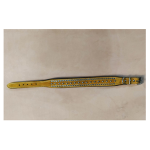 Collier de chien en cuir véritable usiné à la main de luxe en gros New Western personnalisé confortable collier rembourré en cuir de vachette dentelle - Product Image 6