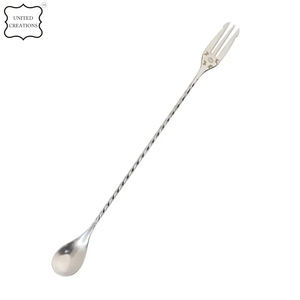 <b>Long</b> Handle Stainless Steel Cocktail Mixing Spoon Disposable Swizzle Stick for Cocktails and Beverages - Product Image 3