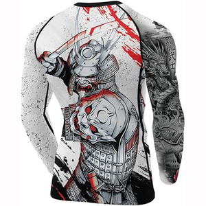 เสื้อแรชการ์ดแขนยาวผู้ชาย แห้งเร็ว กระชับกล้ามเนื้อ สำหรับ BJJ MMA ออกกำลังกาย ยิม-สแปนเด็กซ์/ไนลอน หนักพิเศษ พิมพ์ลายแบบซับลิเมชั่น - Product Image 3