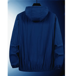 Chaqueta cortavientos con cremallera completa ajustada informal para hombre, capucha extraíble, abrigo Softshell ligero de Color sólido, soporte para senderismo de montaña - Product Image 6