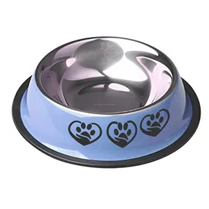 New Design Dog Bowls Sky Blue 640ML Handmade Stainless Steel Pet Bowls Double Food Water Feeder for Puppy Cats Dogs Bowls