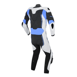 Custom Motorbike 1 Piece Black/Blue Cowhide Leather Racing Protective Suit For Men CE Armored Protected Leather Motorcycle Suit - Product Image 3