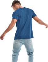 Camiseta de Cuello Redondo Azul para Hombre, Tejido Sólido de Spandex/Algodón, Secado Rápido, Impresión Digital, ODM, Ropa Casual de Verano