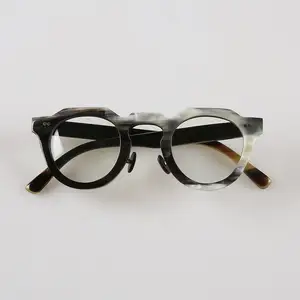 Kualitas Terbaik tanduk kerbau bingkai kacamata optik Pria tanduk kerbau buatan tangan perancang kustom Logo batu akik tanduk kerbau kacamata hitam