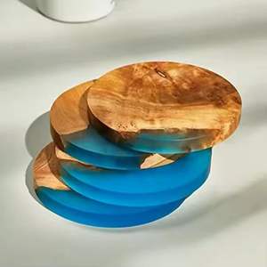 Top Design Sample Resin and Wood <b>Coaster</b> <b>Set</b> of 4 Pcs Unique Custom Colour Tea Cup <b>Coasters</b> - Product Image 4
