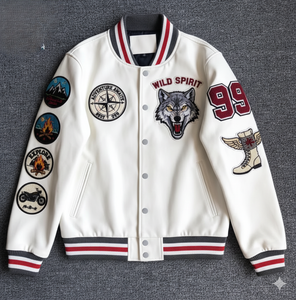 Chaqueta Universitaria Clásica Retro de Béisbol con Cuello Alto, 100% Algodón para Hombre y Mujer - Product Image 1