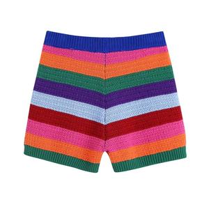Short décontracté d'été de haute qualité pour femmes multicolore tricoté avec taille élastique mode respirante - Product Image 2