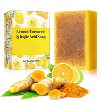 Sabun Kunyit Lemon Bersertifikat EWG Anti-Jerawat Pemutih Sabun Batang Padat Bebas Plastik dengan Kelopak Calendula Kemasan Tanpa Limbah 100g