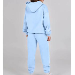Sweat à capuche surdimensionné pour femmes et pantalons de survêtement courts tissu à tricoter confortable tenue de jogging décontracté quotidien Streetwear - Product Image 2