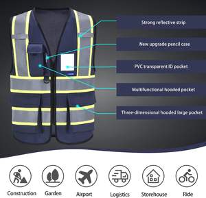 Gilet de sécurité pour hommes femmes gilet de sécurité réfléchissant avec 7 poches et maille à glissière avant haute visibilité du pakistan - Product Image 4