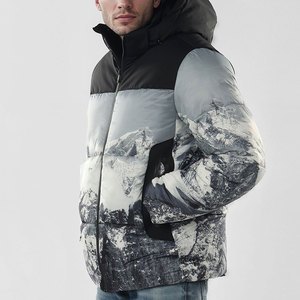 Customized Color Men Winter Puffer Jacket with Zipper Front Waterproof & Breathable OEM Service <b>Nylon</b> Fabric - Product Image 3