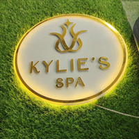 Logo d'entreprise en métal 3D personnalisé, acrylique blanc/transparent, étanche IP65, enseigne au néon rétroéclairée pour salons de beauté, salons de coiffure, entreprises