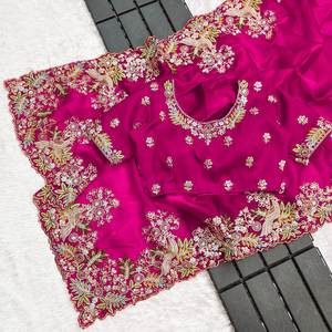 ส่าหรีผ้าไหมแท้พร้อมขอบเย็บปักลวดลายสวยงามสำหรับงานแต่งงานเสื้อผ้าอินเดียและปากีสถาน - Product Image 5