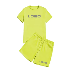 Ensemble T-shirt et short unisexe personnalisé 100% coton décontracté deux pièces surdimensionné 240 grammes imprimé tricoté pour hommes et femmes - Product Image 6