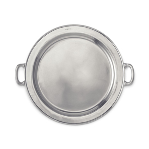 Plat de service rond en aluminium en gros avec poignées, finition gris étain élégante, plat à nourriture en métal pour la maison, l'hôtel, le restaurant - Product Image 1