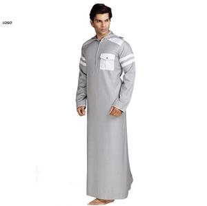 Customized Logo Printed <b>Men</b> Jubba <b>Thobes</b> Good Quality Material Factory Direct Plus Size Plain Blue Jubbah - Product Image 2