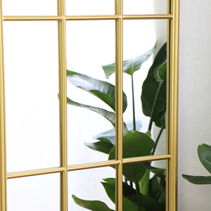 Vườn Ngoài Trời Gương Cửa Sổ Phong Cách Vòm Gương Cổ Kim Loại Thủ Công Khung Đen Trang Trí Tường Gương - Product Image 5