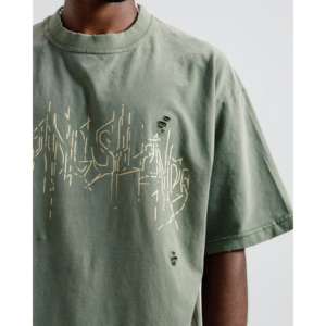 เสื้อยืดเจอร์ซีย์พิมพ์ลายแบบดิสเทรส วัสดุผ้าฝ้าย 100% - Product Image 2