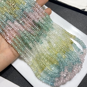 Cuentas de piedras preciosas de Aguamarina natural de alta calidad, forma de Rondelle multifacética para la fabricación de joyas, cuentas al por mayor - Product Image 6