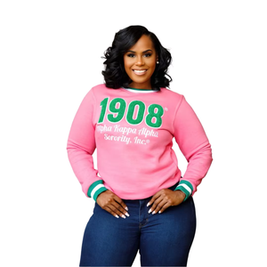 Sudadera de Forro Polar Sólido para Invierno, Sudadera con Cuello Redondo y Logotipo Bordado de Hermandad Griega, Algodón Premium Suave, Color Rosa en la Parte Delantera - Product Image 1