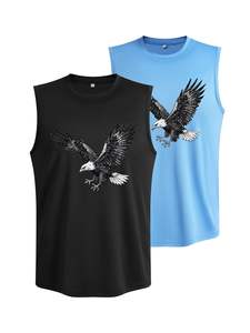 Débardeur de sport respirant en maille pour hommes, chemise solide à la mode et légère pour hommes, imprimée sur le devant, tricotée de taille standard - Product Image 6