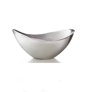 Cuenco decorativo plateado, bandeja de centro de mesa elegante, acento de mesa hecho a mano para el hogar, cocina, sala de estar o decoración de exhibición de eventos - Product Image 1