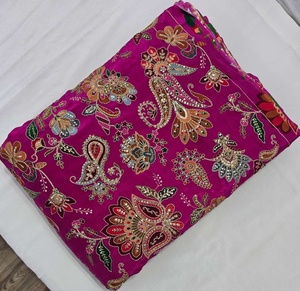 Pure natural crep position print <b>embroidery</b> work viscose fabric make to fancy dress <b>material</b> - Product Image 5