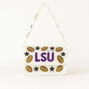 Bolso de lentejuelas hecho a mano LSU a la moda, bolso cruzado con cuentas para eventos deportivos y portones traseros - Product Image 6