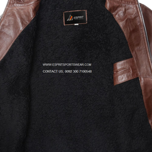 High Street 100% Genuine Sheep Leather Winter Jacket Sherpa Lining Breathable <b>Viscos</b> Zipper Closure Stand Collar Manufacturer - Product Image 5