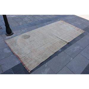 พรมวินเทจสไตล์ตุรกี ขนาด 3.8x8.6 ฟุต พรมขนสัตว์ลายตารางสีเทาแดง - Product Image 2