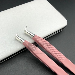 Pince à épiler d'extension de cils en acier inoxydable massif japonais à 90 degrés, volume avec logo personnalisé - Product Image 4