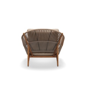 Chaise longue d'extérieur moderne en bois de teck couleur naturelle avec corde tissée pour les projets hôteliers - Product Image 1