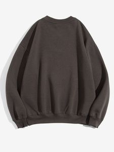 Sudadera informal de invierno de gran tamaño transpirable con estampado personalizado, manga larga, cuello redondo, tela de lana sólida, talla grande bordada alta - Product Image 5