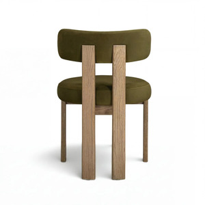 Chaise de jardin rembourrée moderne, chaise de salle à manger en bois, chaise d'appoint avec dossier rond pour terrasse extérieure, restaurant - Product Image 3