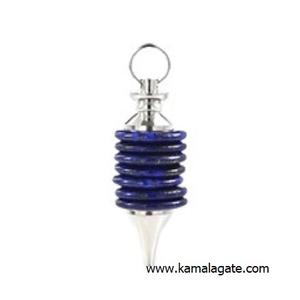 Vente en gros de pierres précieuses naturelles Lapiz Lazuli générateur d'énergie pendule de guérison pendentifs à breloques en métal pendentifs à la mode breloques - Product Image 1