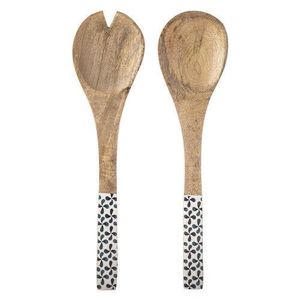 Juego de servidor de ensalada de madera de mango de esmalte negro elegante hogar restaurante vajilla decoración cubiertos para bodas - Product Image 5