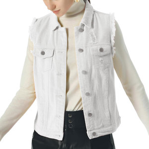 Chaleco Vaquero para Mujer con Logotipo Personalizado con Impresión Nuevo Diseño Moderno Cómodo Ajuste Relajado Chaleco Vaquero para Mujer - Product Image 3