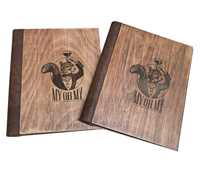 M&Z IMPORTS Porte-menu en bois A4, surface texturée, pochette pour logo, clip de reliure, composants métalliques pour restaurants et hôtels, modèle