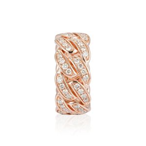 Anillo de Eslabones Cubanos con Moissanita de Corte Redondo - Product Image 3