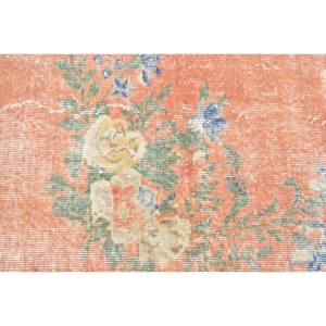 Tapis turc vintage 7.2x10.2 pieds, fait main, orange, patchwork, laine, bambou, soie, latex rectangulaire, peluche, couloir - Product Image 5