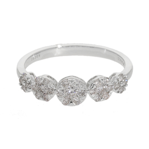 แหวนเพชรกลุ่มลายดอกไม้สีทอง14K มีลวดลาย5รอบ0.44CTW เพชรธรรมชาติตั้งค่าไมโครง่ามประกายคลาสสิก - Product Image 3