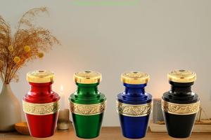 Urna de cremación de recuerdo griega de latón hecha a mano, Mini suministros funerarios de Metal para cenizas, hermosa opción conmemorativa - Product Image 5